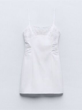 White Spaghetti-Strap embroidered Dress Zara